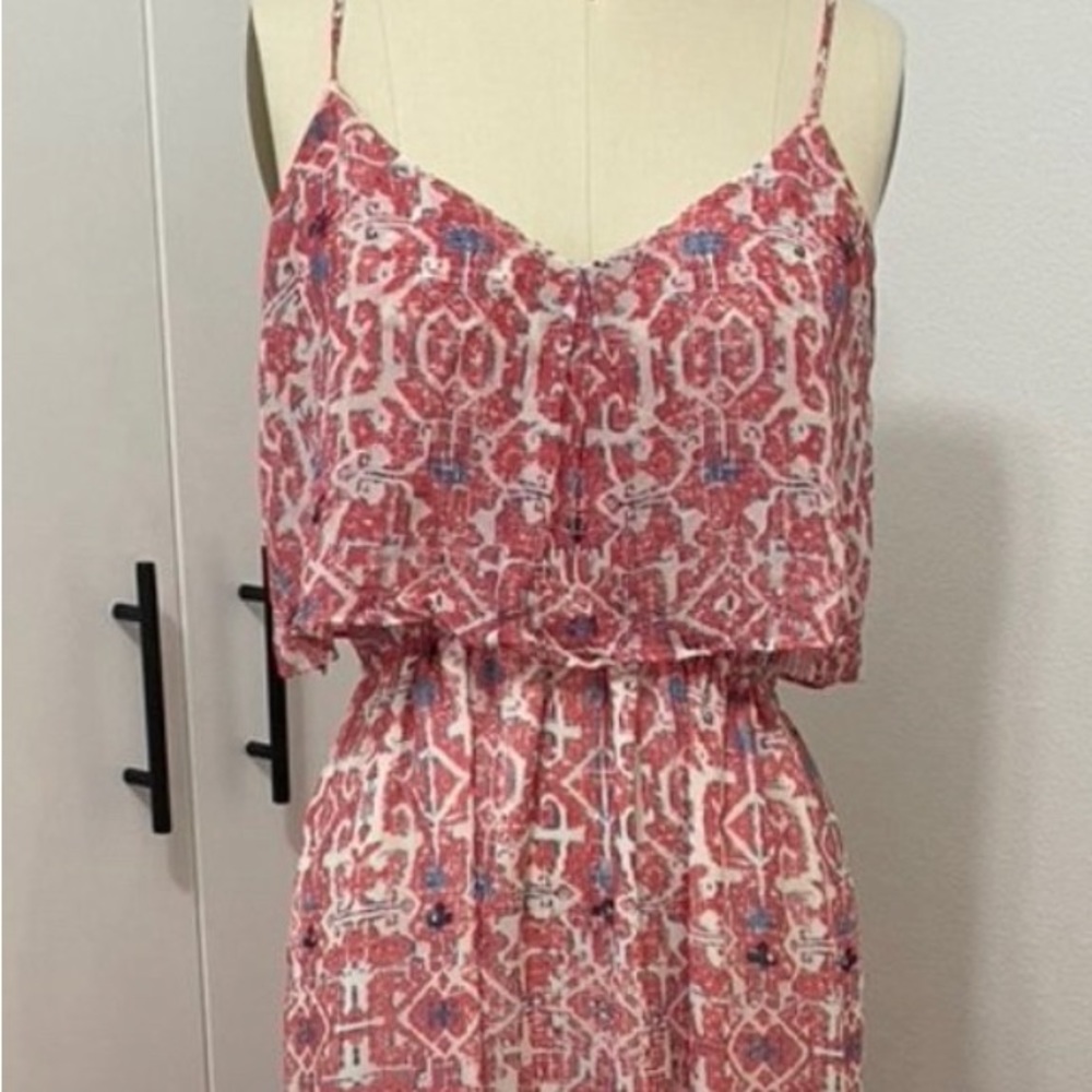 Joie 100% Silk vernita tiered red white maxi dress perfect! S Small